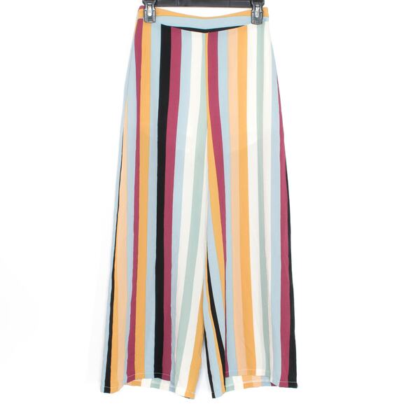 NWT Lush Womens Pants Wide Leg Stripe Crop Boho Hippie Festival Size Small KU - Picture 1 of 3